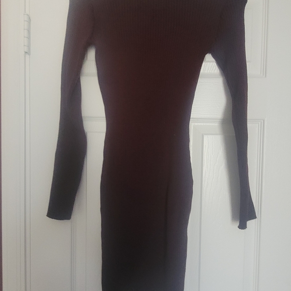 Say What? Burgundy Sweater Dress with Rhinestones at neck. Small - Picture 2 of 5